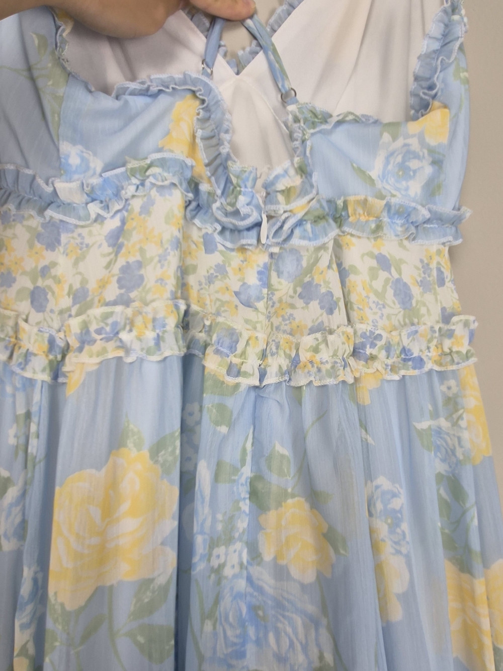 Altar'd State Floral Tiered Ruffle Maxi Dress Light Blue Cottagecore Coquette M - Picture 7 of 16